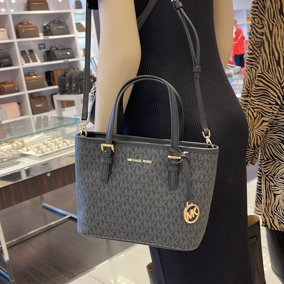 MICHAEL KORS 
Jet Set Travel Extra-Small Logo Top-Zip Tote Bag
Black 
NWT - Picture 10 of 16